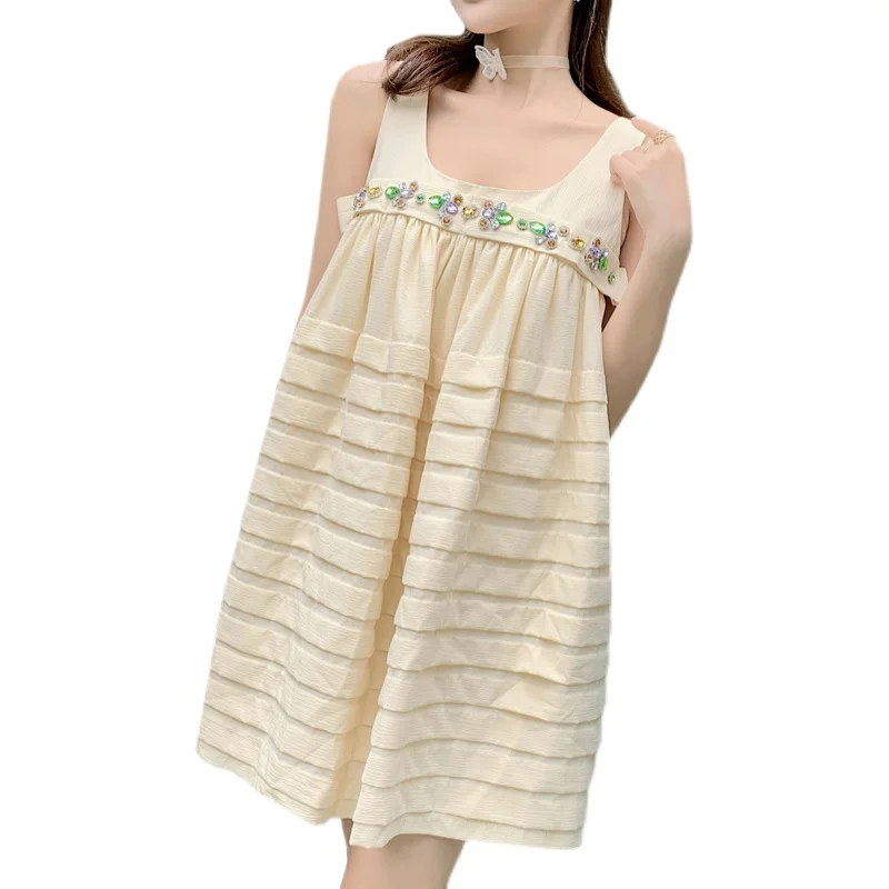 New Arrival High Quality Summer Sweet Diamonds Colorful Beading Dress Women's Vest Wedding Party Princess Chic Dress Vestidos 
New Arrival High Quality Summer Sweet Diamonds Colorful Beading Dress Women's Vest Wedding Party Princess Chic Dress Vestidos