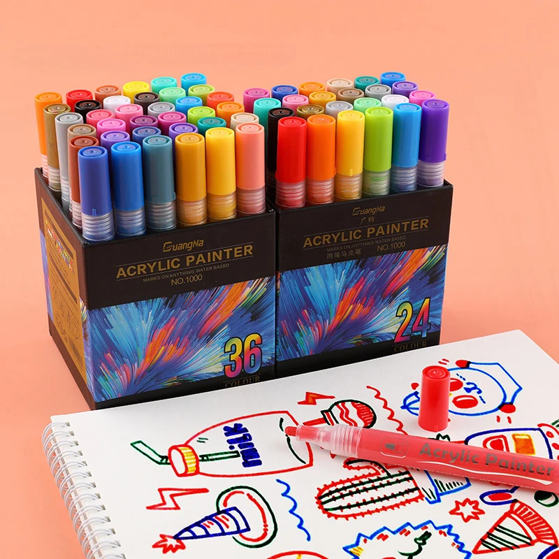 36 Colors Acrylic Markers for Stones Skate Ceramic Rock Canvas Paint Pens Highlighter Permanent Art Supplies Marker Set
36 Colors Acrylic Markers for Stones Skate Ceramic Rock Canvas Paint Pens Highlighter Permanent Art Supplies Marker Set