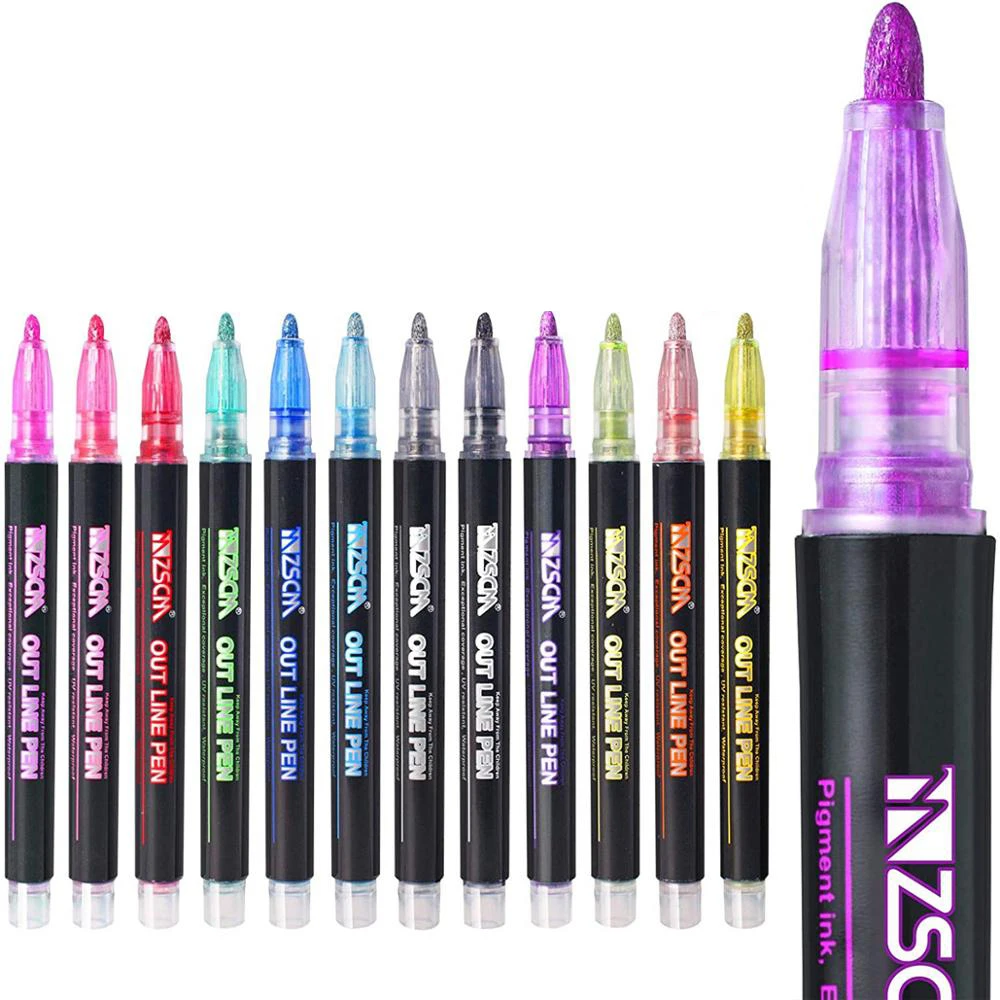 12 Color Metallic Paint Marker Pen DIY Album Scrapbooking Outline Marker Glitter for Drawing Painting Doodling School Supplies
12 Color Metallic Paint Marker Pen DIY Album Scrapbooking Outline Marker Glitter for Drawing Painting Doodling School Supplies