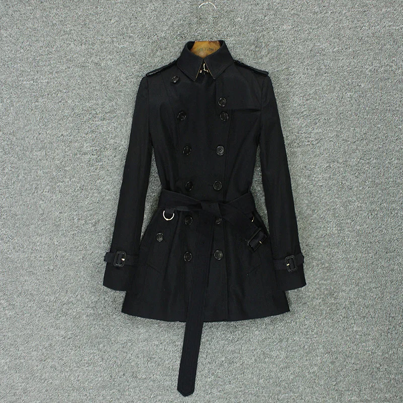 British trench coat lady short temperament slim popular khaki double breasted trench coat
British trench coat lady short temperament slim popular khaki double breasted trench coat