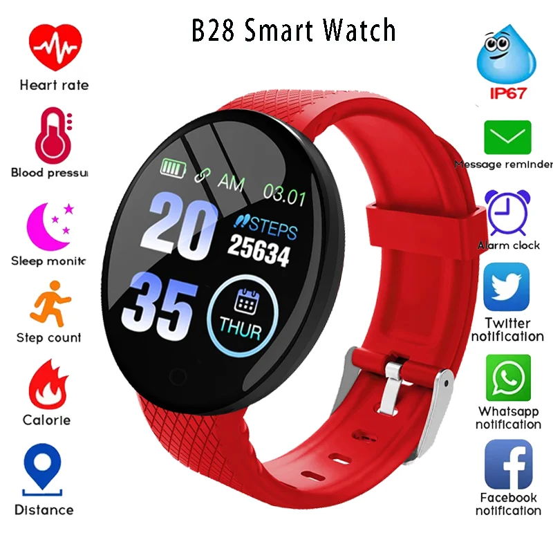B28 Smart Watch Wristband Waterproof Pedometer Activity Tracker Watch With Remote Pressure Measurement Photography Smartwatch
B28 Smart Watch Wristband Waterproof Pedometer Activity Tracker Watch With Remote Pressure Measurement Photography Smartwatch