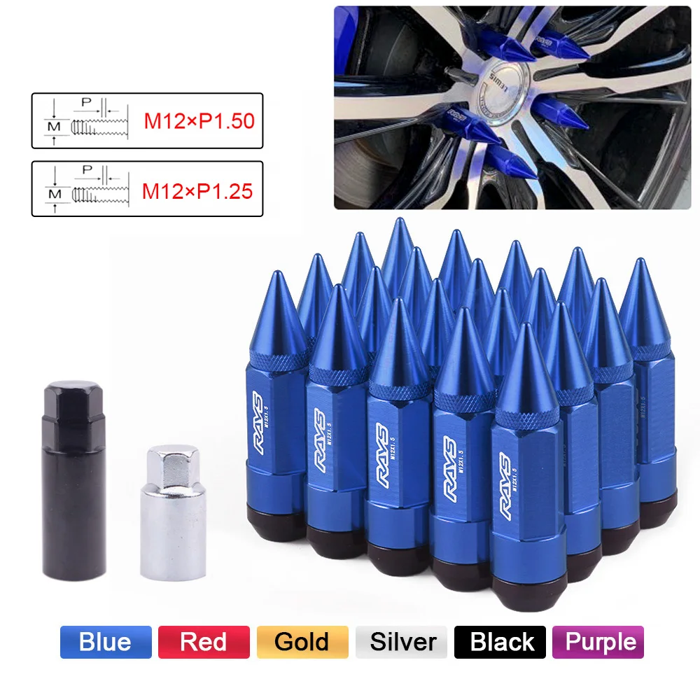 

Racing Composite Nut Anti Theft Wheel Lug Nut Bolt With Spikes Extended Tuner Wheels Rims Lug Nuts M12X1.5/M12X1.25 RS-LN038