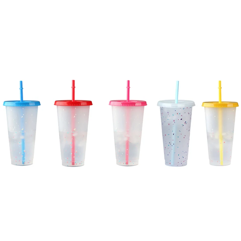 700ml Color Changing Cups 5pcs Confetti Cup Reusable Plastic Tumbler With Straw Lid Cold Cup Straw Cup Kitchen Drinkware Gagets
700ml Color Changing Cups 5pcs Confetti Cup Reusable Plastic Tumbler With Straw Lid Cold Cup Straw Cup Kitchen Drinkware Gagets