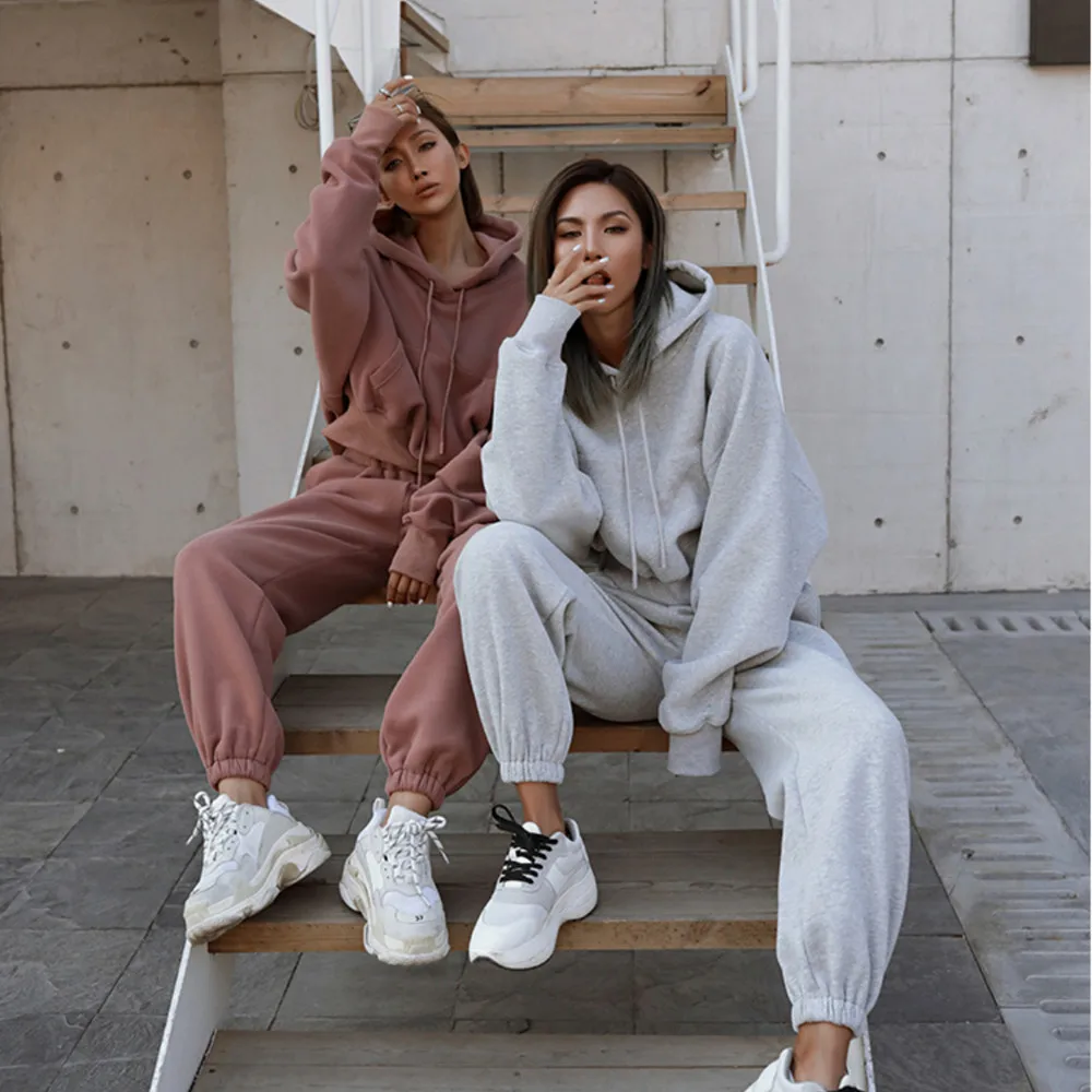 Women Solid Tracksuits Set Oversized Sports Hooded Sweatshirts And Long Pants Fashion 2 Piece Sets Ladies Jogger Sweatpants Suit
Women Solid Tracksuits Set Oversized Sports Hooded Sweatshirts And Long Pants Fashion 2 Piece Sets Ladies Jogger Sweatpants Suit