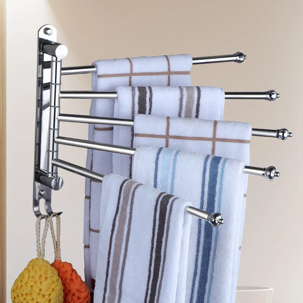 Stainless Steel Swivel Towel Rack 3/4/5 Arms Towel Bar with 2 Hooks Wall Mounted Towel Hanger for Bathroom
Stainless Steel Swivel Towel Rack 3/4/5 Arms Towel Bar with 2 Hooks Wall Mounted Towel Hanger for Bathroom