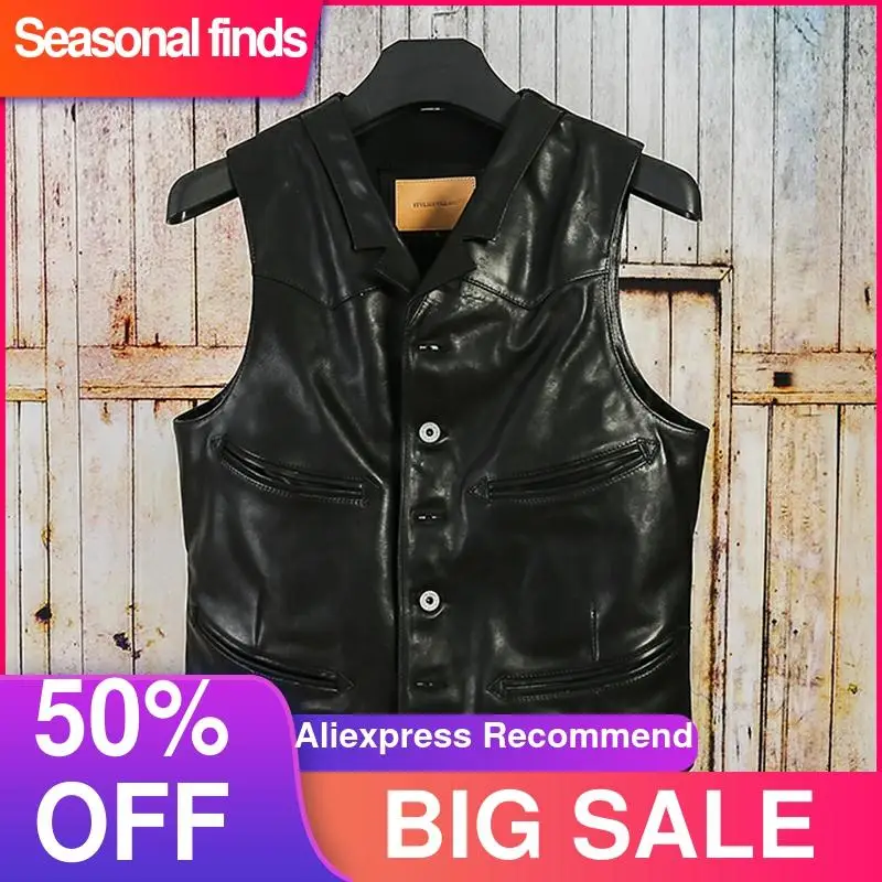 2021 Black Japan Casual Style Genuine Leather Vest Men Single Breasted Plus Size 4XL Real Natural Horsehide Summer Slim Fit Coat
2021 Black Japan Casual Style Genuine Leather Vest Men Single Breasted Plus Size 4XL Real Natural Horsehide Summer Slim Fit Coat
