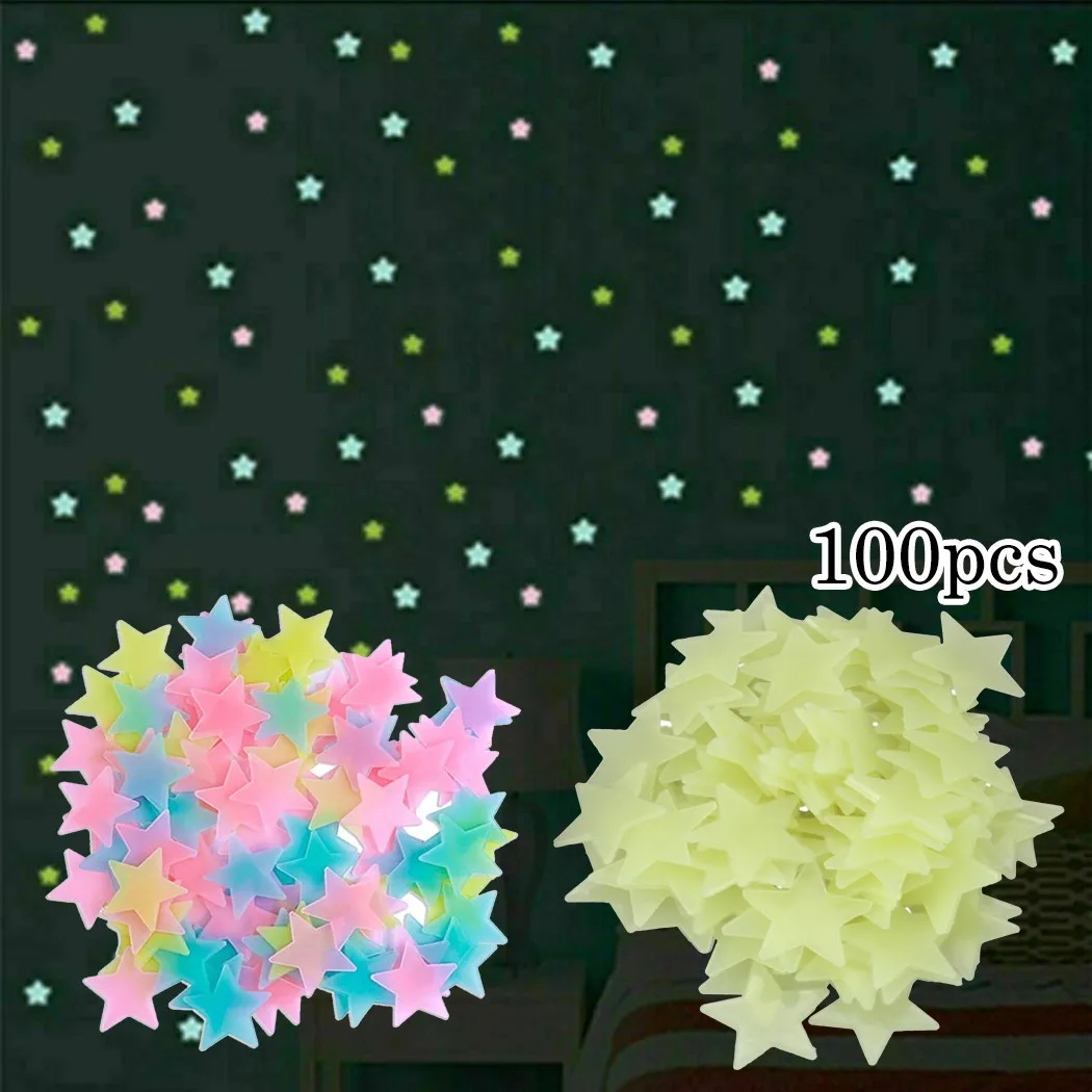 100pcs 3D Stars Glow In The Dark Wall Stickers Luminous Fluorescent Pvc Wall Art Decals For Kids Bedroom Ceiling Home Decoration
100pcs 3D Stars Glow In The Dark Wall Stickers Luminous Fluorescent Pvc Wall Art Decals For Kids Bedroom Ceiling Home Decoration