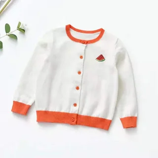 Small fresh candy color girls knitted cardigan thin spring and summer round neck buttoned long-sleeved children's shirt