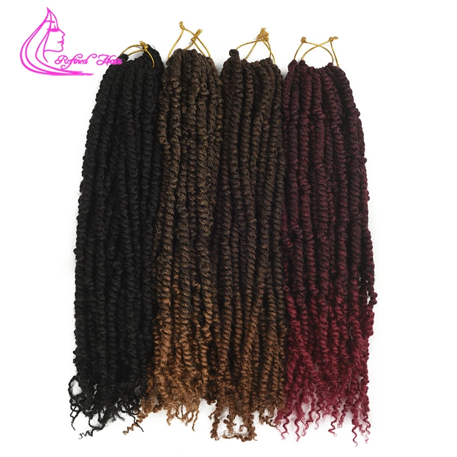 Refined Bomb Twists Braids Pre-Twisted Passion Twist Crochet Hair Synthetic Low Temperature Braiding Hair Extensions 12strands
