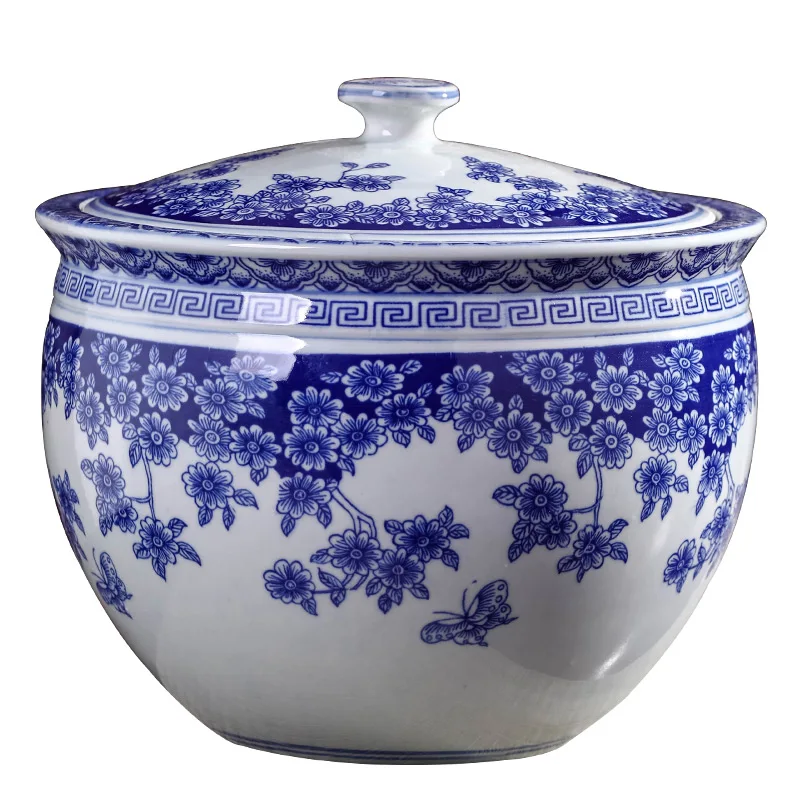 Cy Jingdezhen Ceramics Blue and White Porcelain with Lid Household Tea Caddy Sealed Large
Cy Jingdezhen Ceramics Blue and White Porcelain with Lid Household Tea Caddy Sealed Large