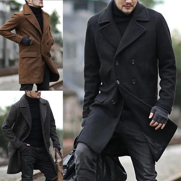 Winter new fashion double-breasted business casual mid-length men's lapel woolen trench coat
Winter new fashion double-breasted business casual mid-length men's lapel woolen trench coat