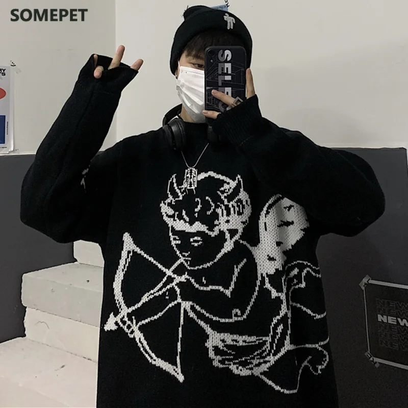 Sweaters Women Streetwear Knitted Pullover Angel Print Fashion Hip Hop Men Autumn Harajuku Oversized Outwear Jumpers
Sweaters Women Streetwear Knitted Pullover Angel Print Fashion Hip Hop Men Autumn Harajuku Oversized Outwear Jumpers