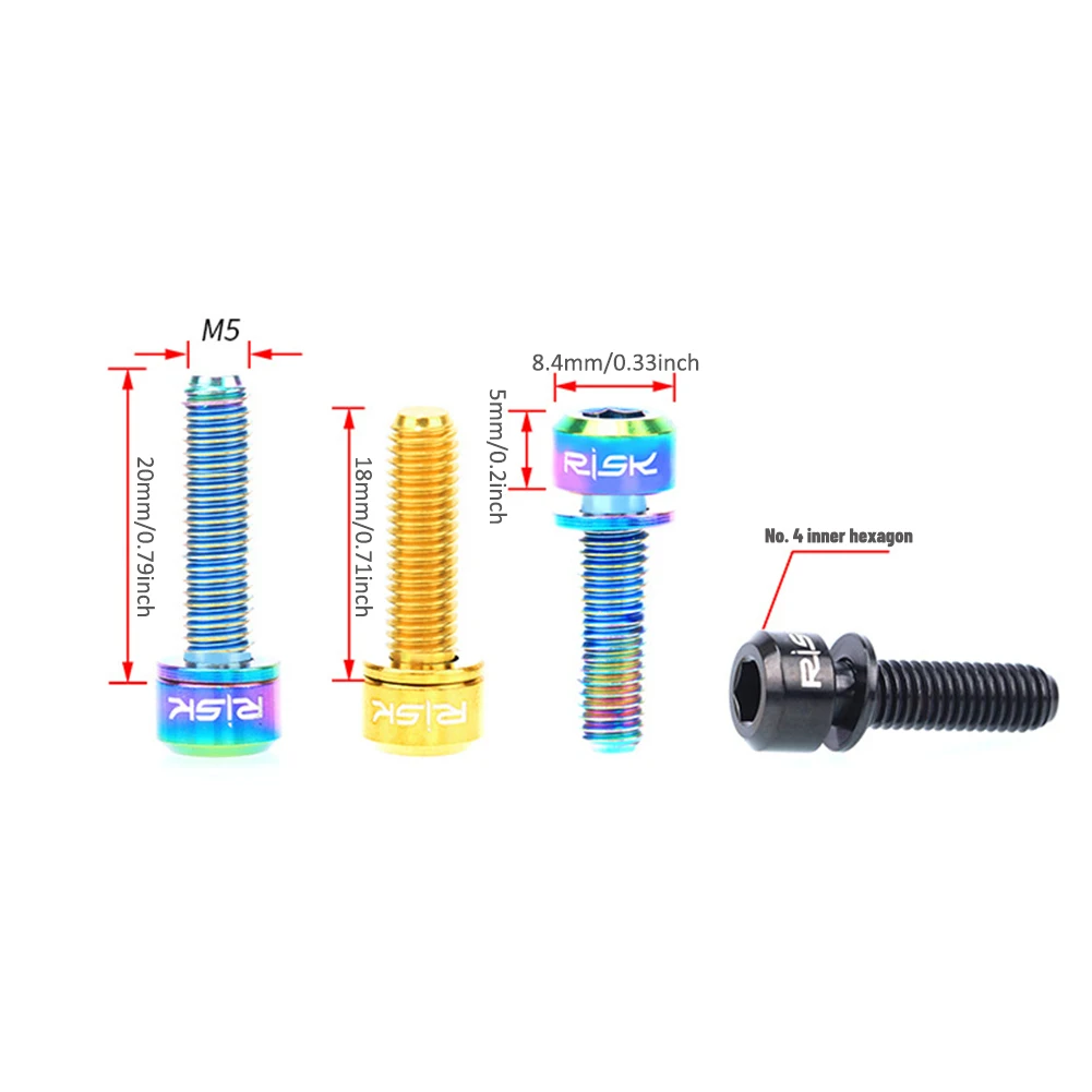 6pcs M5*18mm/M5*20mm Titanium Alloy Screws Bolts with Gasket Bike Mountain Bike Steering Handlebar Ultralight Screws
6pcs M5*18mm/M5*20mm Titanium Alloy Screws Bolts with Gasket Bike Mountain Bike Steering Handlebar Ultralight Screws