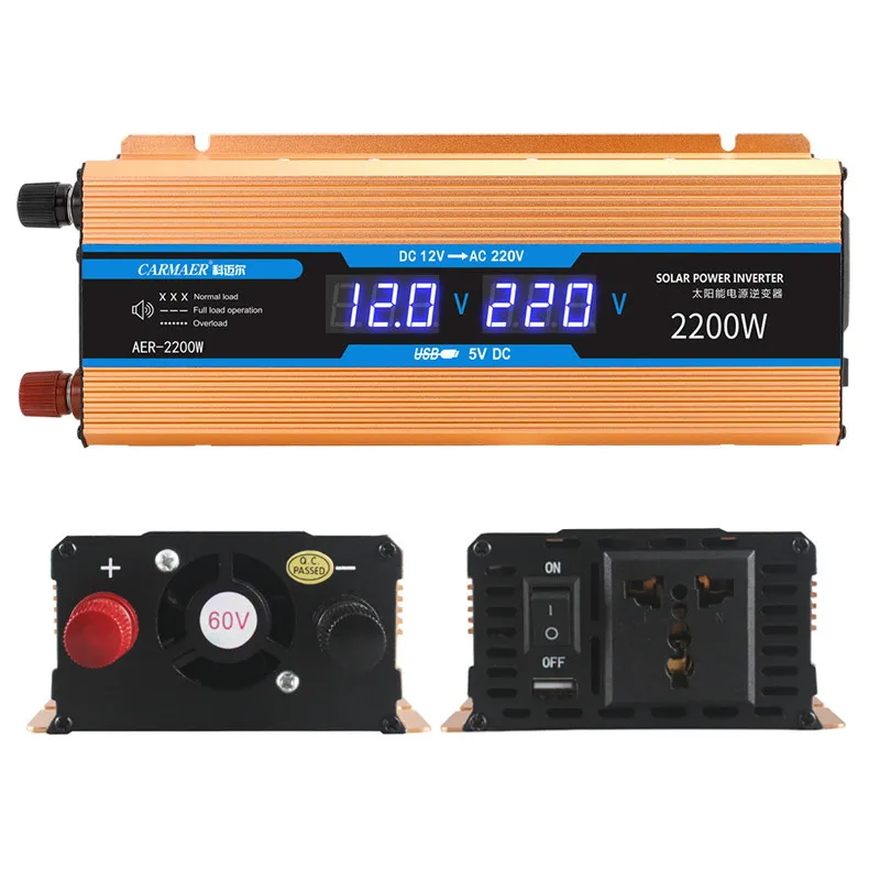 Car Inverter Converter DC 12v To AC 220V Modified Sine Wave Power USB 1200 1600 2200W Voltage Transformer Solar LED Car Charger
Car Inverter Converter DC 12v To AC 220V Modified Sine Wave Power USB 1200 1600 2200W Voltage Transformer Solar LED Car Charger