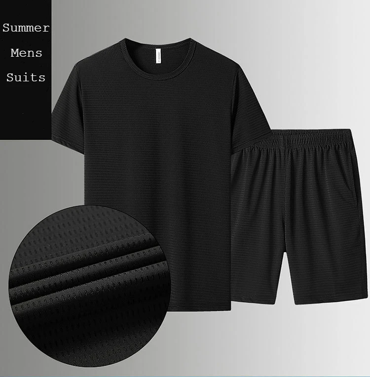 Summer Men Casual Short Sleeve Running T-shirt Shorts Two Piece Set Ice Silk Sport Suit Boys White Oversized Tshirt 2 Piece Set 
Summer Men Casual Short Sleeve Running T-shirt Shorts Two Piece Set Ice Silk Sport Suit Boys White Oversized Tshirt 2 Piece Set