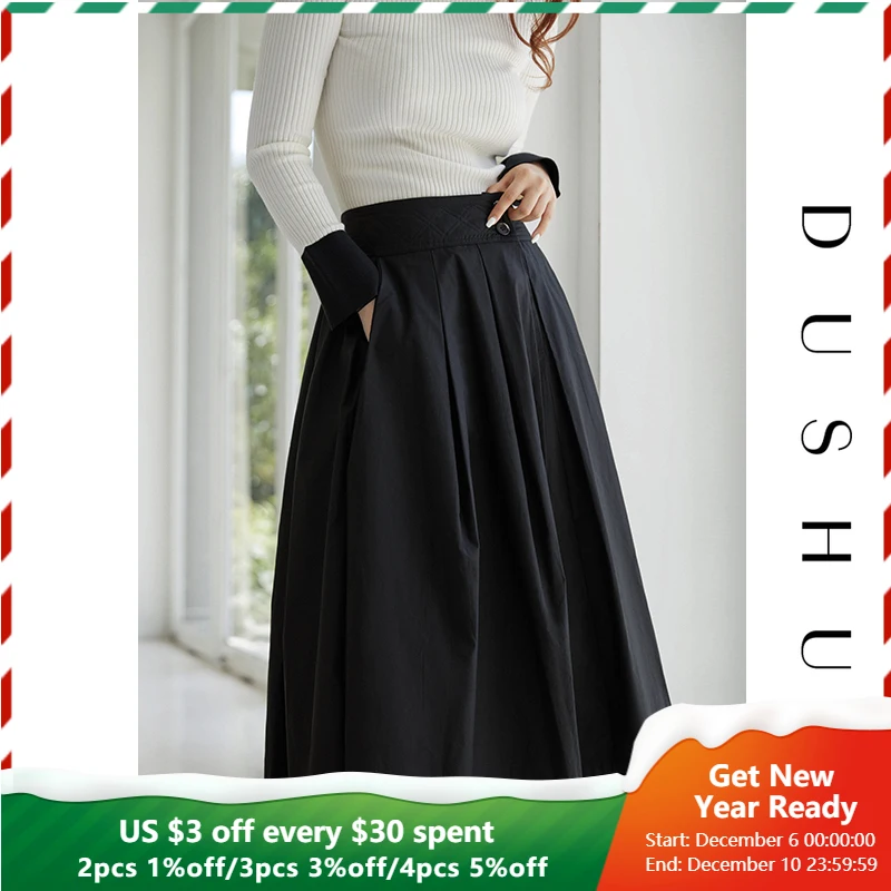 Женская плиссированная юбка DUSHU, Повседневная Длинная трапециевидная юбка с завышенной талией, с карманами, в винтажном стиле, размера плюс,...
Женская плиссированная юбка DUSHU, Повседневная Длинная трапециевидная юбка с завышенной талией, с карманами, в винтажном стиле, размера плюс,...