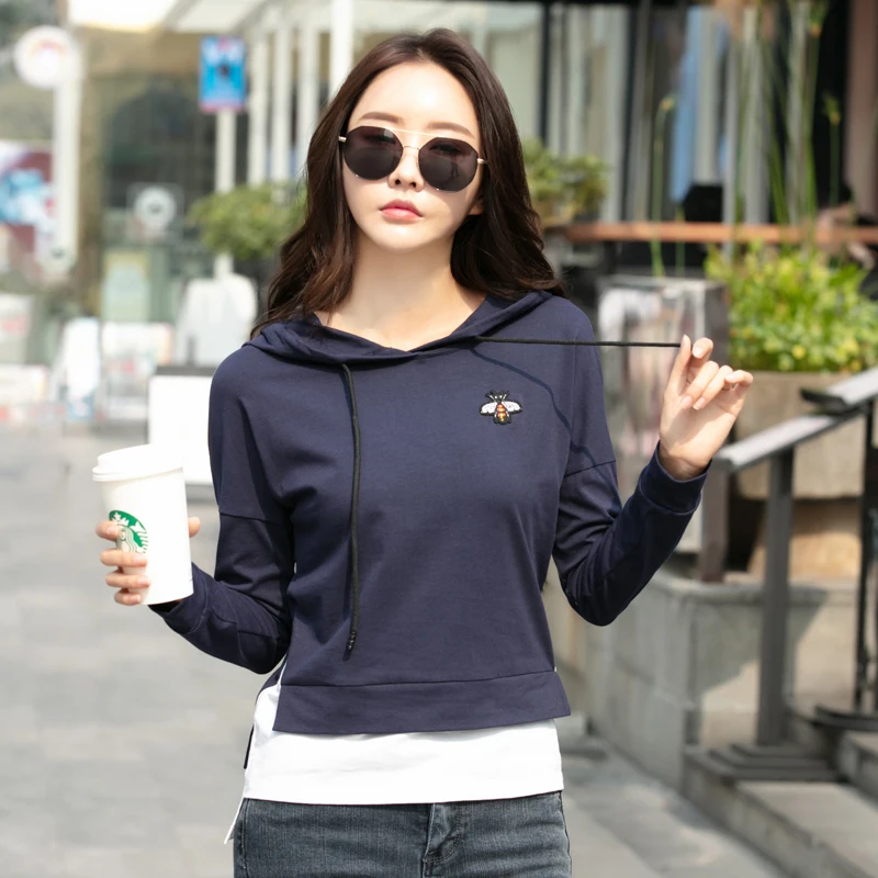 Sportswear Hoodies Fashion Patchwork Sweatshirts Woman Outfits Joggers Tops Faux Two-pieces Pullover Sweatshirt Women Hooded
Sportswear Hoodies Fashion Patchwork Sweatshirts Woman Outfits Joggers Tops Faux Two-pieces Pullover Sweatshirt Women Hooded