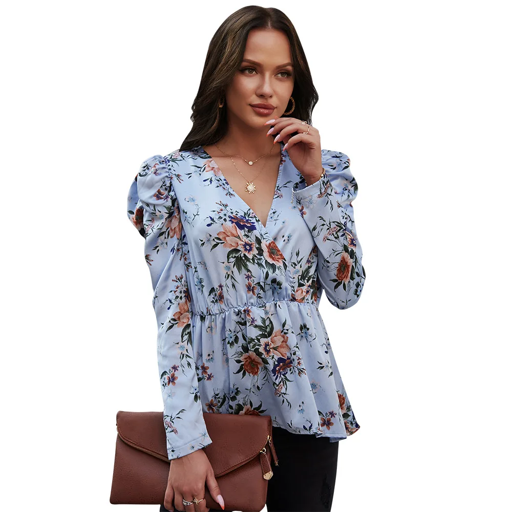 Casual Women's Spring Summer 2021 V-Neck Sexy Floral Printed Women's Tops New Arrival Fashion Puff Sleeve Blouse Femme Blusas
Casual Women's Spring Summer 2021 V-Neck Sexy Floral Printed Women's Tops New Arrival Fashion Puff Sleeve Blouse Femme Blusas