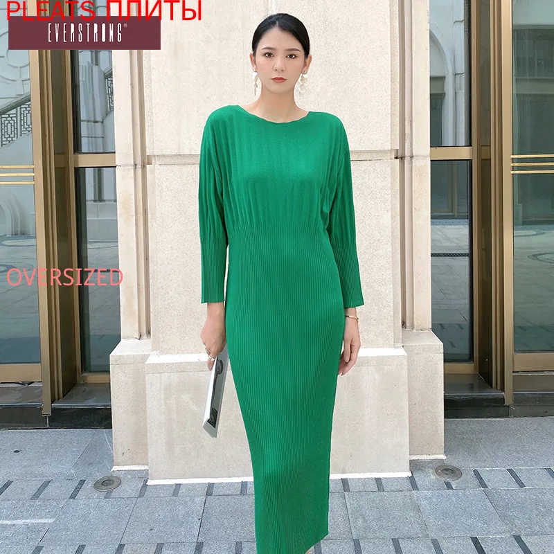 Miyake's/Новое однотонное плиссированное платье с длинными рукавами «летучая мышь», с высокой талией, с круглым вырезом, длинное женское платье со складками, Vestido
Miyake's/Новое однотонное плиссированное платье с длинными рукавами «летучая мышь», с высокой талией, с круглым вырезом, длинное женское платье со складками, Vestido