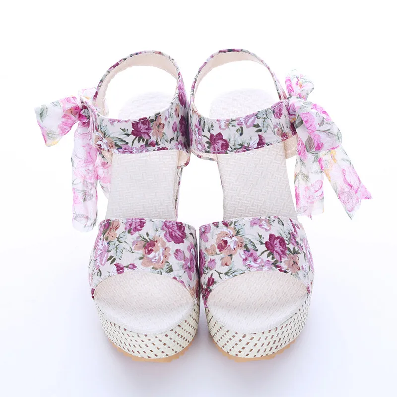 Summer 2021 Flowers Print Women Wedges Sandals Sweet Ribbons Bow Platform Wedges Shoes Casual Lace Up Open Toe Lady High Heels
Summer 2021 Flowers Print Women Wedges Sandals Sweet Ribbons Bow Platform Wedges Shoes Casual Lace Up Open Toe Lady High Heels