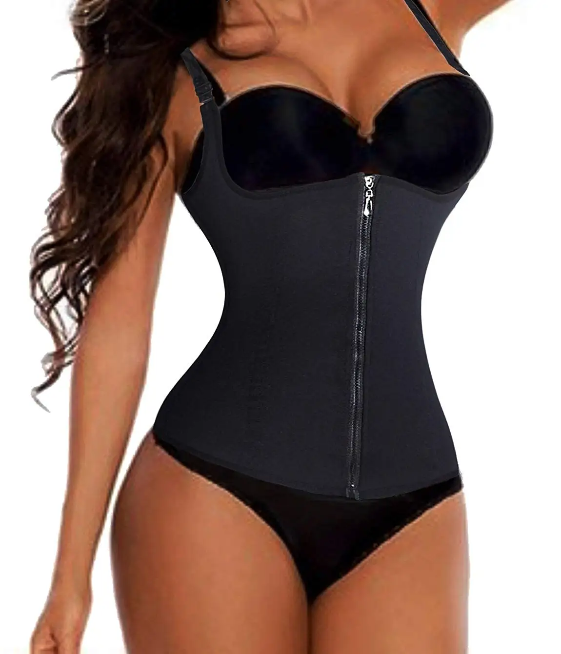 Hispaloma Women Waist Trainer Corset Zipper Vest Body Shaper Cincher Tank Top with Adjustable Straps Tummy Tops | Женская одежда