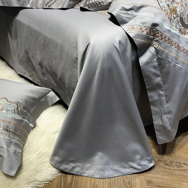 

Luxury 1200TC Egyptian Cotton Soft Cozy Chinese Classical Embroidery Bedding Set Double Duvet Cover Set Bed Sheet Pillowcases