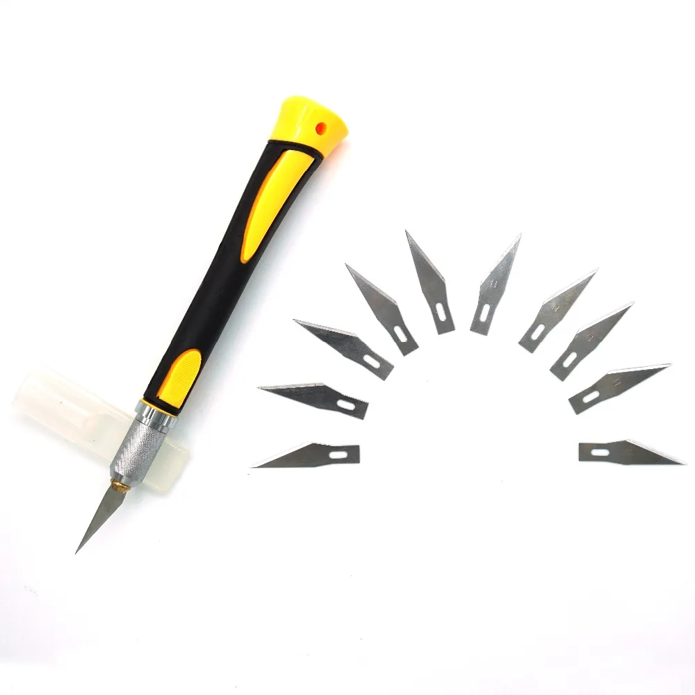Non-slip Metal Scalpel + 10 pcs SK5 Blades Wood Carving Knives Fruit Food Craft Sculpture Engraving Knife Hand Tools WL-9302S
Non-slip Metal Scalpel + 10 pcs SK5 Blades Wood Carving Knives Fruit Food Craft Sculpture Engraving Knife Hand Tools WL-9302S