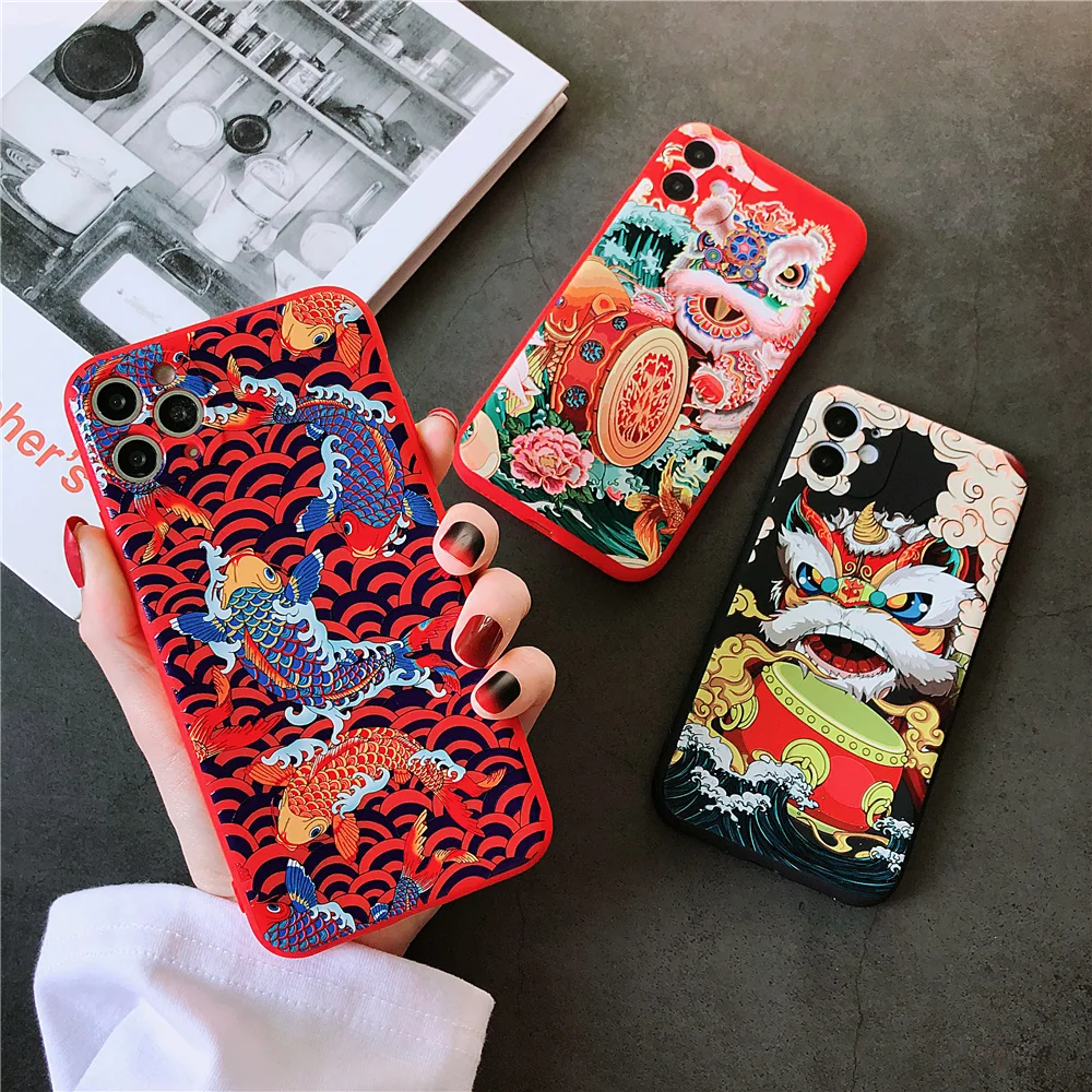 Chinese style Lucky carp Lion dance Kirin Phone Case For iPhone 7 8 Plus SE 12 11 Pro X XS Max XR China Cool Soft Relief Cover
Chinese style Lucky carp Lion dance Kirin Phone Case For iPhone 7 8 Plus SE 12 11 Pro X XS Max XR China Cool Soft Relief Cover