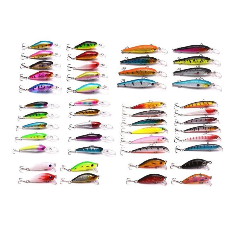 48 Pcs Random Color Mixed Fishing Lure Bait Set Kit Wobbler Crankbait Swimbait With Treble Hook Sea Fishing Tools
48 Pcs Random Color Mixed Fishing Lure Bait Set Kit Wobbler Crankbait Swimbait With Treble Hook Sea Fishing Tools