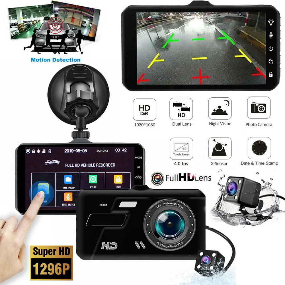 4" Full HD Dash Cam 1080P DVR with Touch Screen Night Vision Front& Rear View Camera 170-degree Wide Angle for Car Video Record
4" Full HD Dash Cam 1080P DVR with Touch Screen Night Vision Front& Rear View Camera 170-degree Wide Angle for Car Video Record