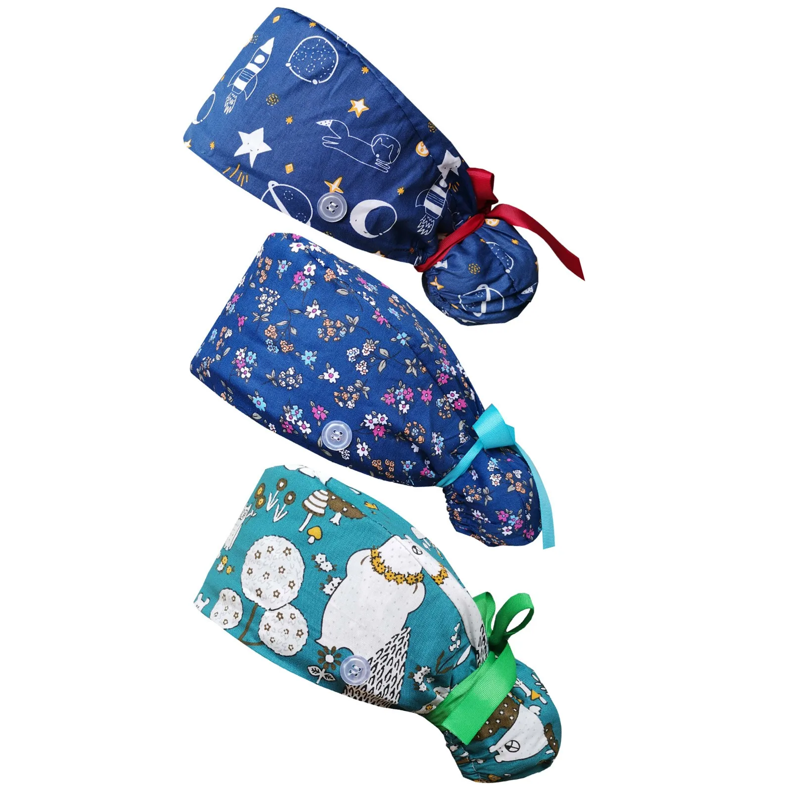 New 3 pack Unisex Cute Animal Pattern Adjustable Working Nursing Cap with Button Long Hair doctor Sweatband Hat gorro enfermera
New 3 pack Unisex Cute Animal Pattern Adjustable Working Nursing Cap with Button Long Hair doctor Sweatband Hat gorro enfermera