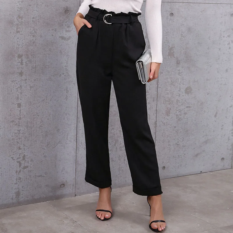 Women 2021 Autumn Black Suits Pants Women Belt Fashion High Elastic Waist Ankle-Length Ladies Harem Trousers
Women 2021 Autumn Black Suits Pants Women Belt Fashion High Elastic Waist Ankle-Length Ladies Harem Trousers