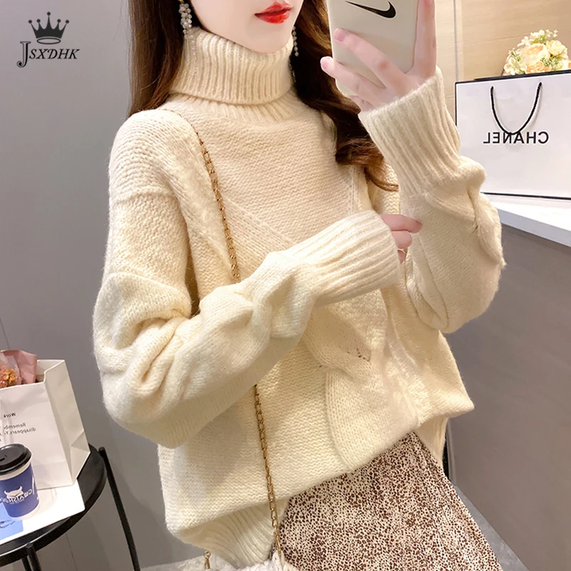 2021Autumn Winter New Thick Warm Turtleneck Sweaters Pure Color Knit Pullover Japanese Casual Loose All-Match Gentle Top Women
2021Autumn Winter New Thick Warm Turtleneck Sweaters Pure Color Knit Pullover Japanese Casual Loose All-Match Gentle Top Women