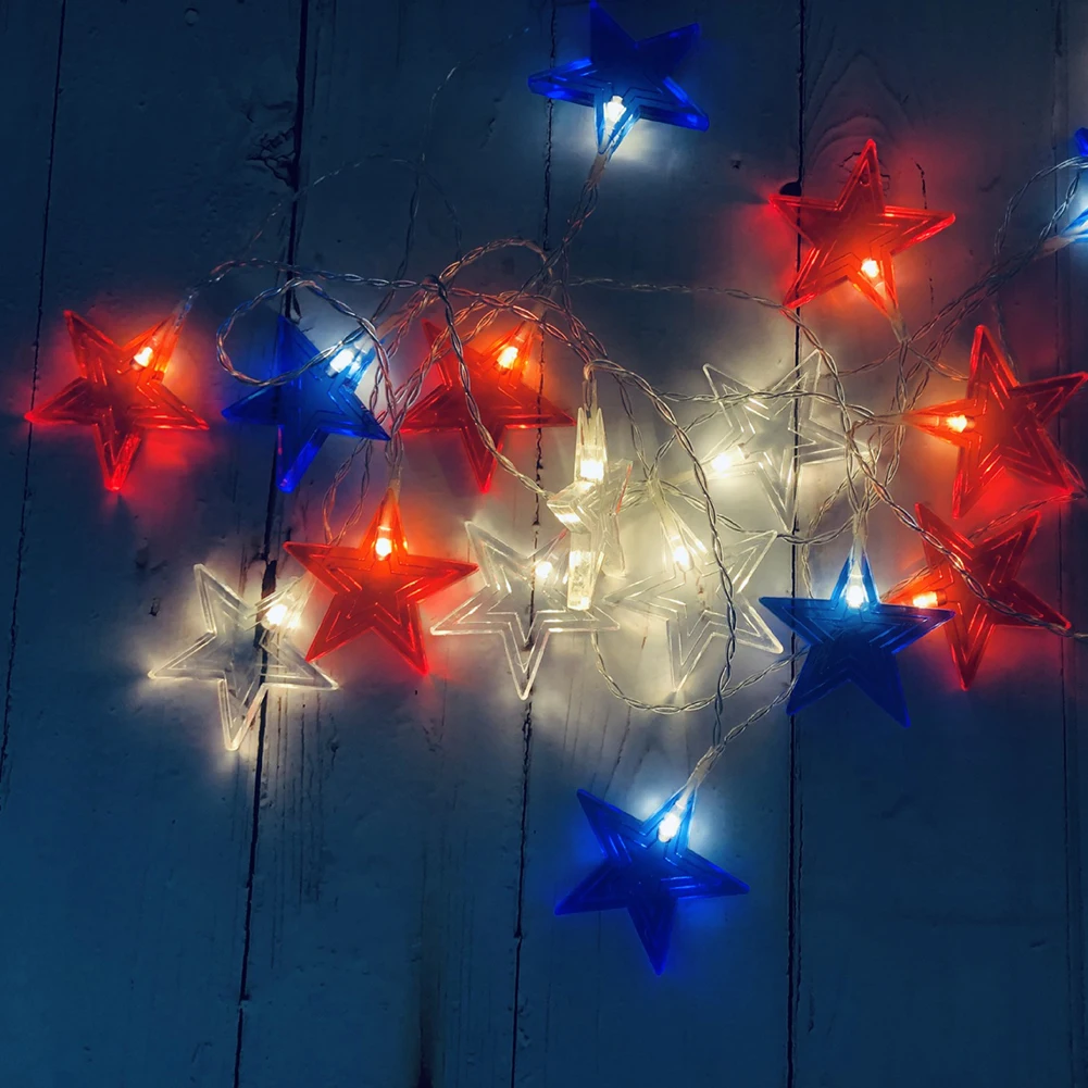 10/20LED Pendant Lamps LED String Lights USA National Flag Blue Red White Color Star Light Independence Day Festival Party Home
10/20LED Pendant Lamps LED String Lights USA National Flag Blue Red White Color Star Light Independence Day Festival Party Home