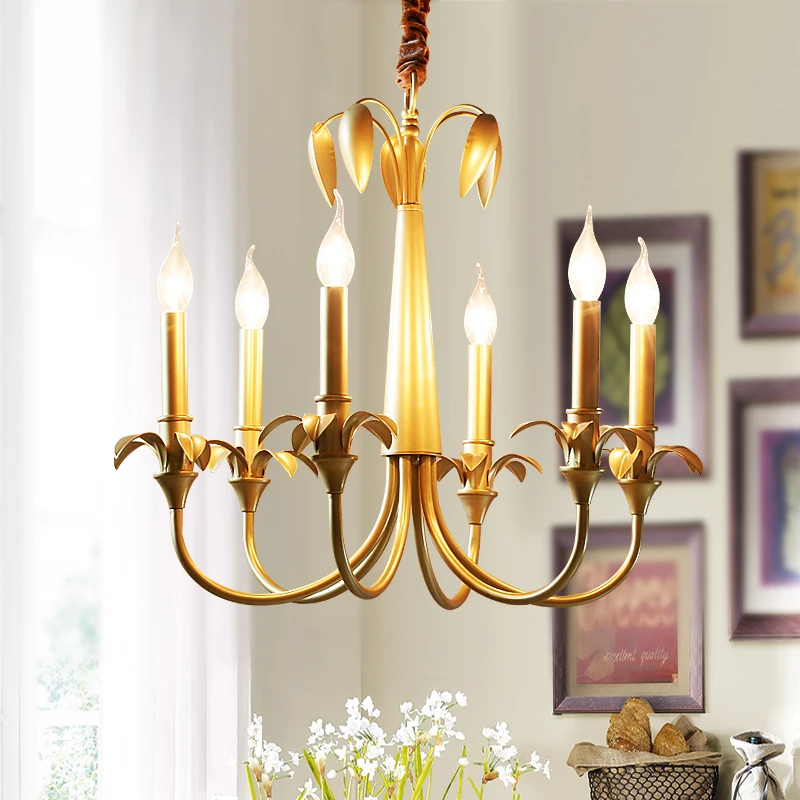 French wedding led Candle Chandelier lustre Rustic Iron Flower Lamp Club Model Room Lampe dining room Kitchen Garden lighting|Люстры| |
