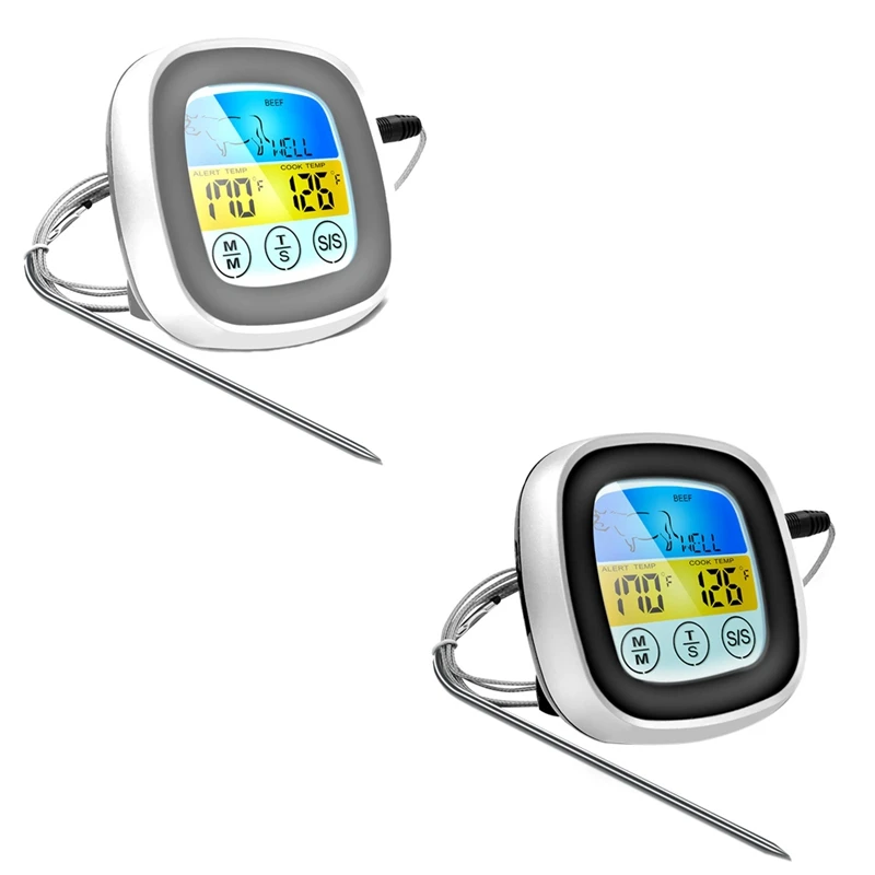 Instant Read Meat Thermometer,Waterproof Digital Thermometer with Touchscreen Colour LED Display for Food Cooking
Instant Read Meat Thermometer,Waterproof Digital Thermometer with Touchscreen Colour LED Display for Food Cooking