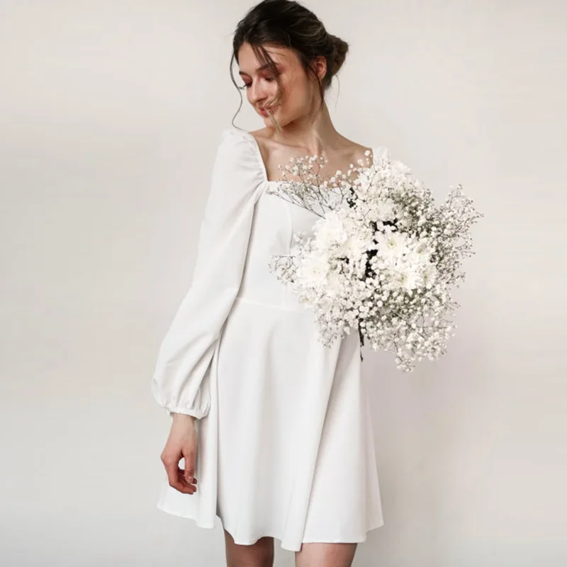 Solid Casual Autumn Puff Sleeve Square Neck Elegant Slim Party Ladies Vintage A Line Women Dress 2021
Solid Casual Autumn Puff Sleeve Square Neck Elegant Slim Party Ladies Vintage A Line Women Dress 2021