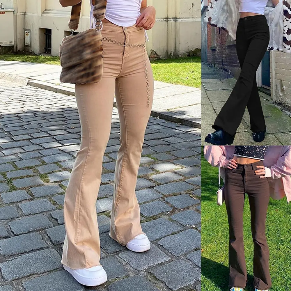 Vintage trousers Basic Brown Denim wide leg jeans Women Streetwear Harajuku Stretch Flare Pants Joggers Female Trousers Fashion 
Vintage trousers Basic Brown Denim wide leg jeans Women Streetwear Harajuku Stretch Flare Pants Joggers Female Trousers Fashion