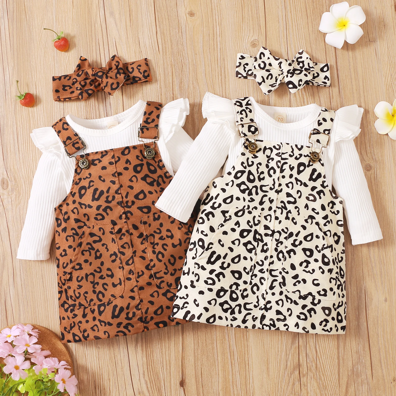 Autumn 3Pcs Baby Girls Outfits Clothing Sets Ribbed Fly Sleeve O-Neck Bodysuits Leopard Print Suspender Skirt Bow Headband 0-18M
Autumn 3Pcs Baby Girls Outfits Clothing Sets Ribbed Fly Sleeve O-Neck Bodysuits Leopard Print Suspender Skirt Bow Headband 0-18M