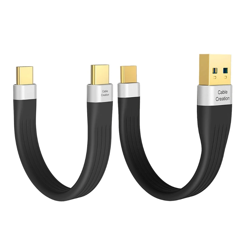 Короткий USB-кабель типа C портативный плоский 5 Гбит/с 3A быстрая зарядка для