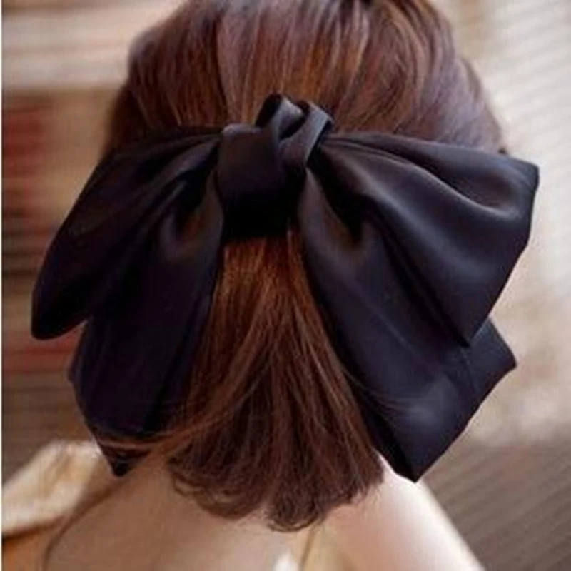 

NEW Oversized Double Barrettes Bow Hair Rope Soft Silk Satin Hair Clip Lady Hairpin Japan and South Korea Hair Accessories Gift