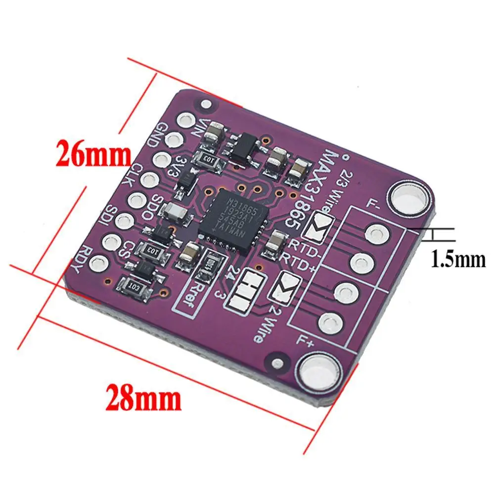 SPI 3.3V/5V MAX31865 PT100/PT1000 RTD-to-Digital Converter Amplifier Board Temperature Thermocouple Module Sensor K2X9
SPI 3.3V/5V MAX31865 PT100/PT1000 RTD-to-Digital Converter Amplifier Board Temperature Thermocouple Module Sensor K2X9