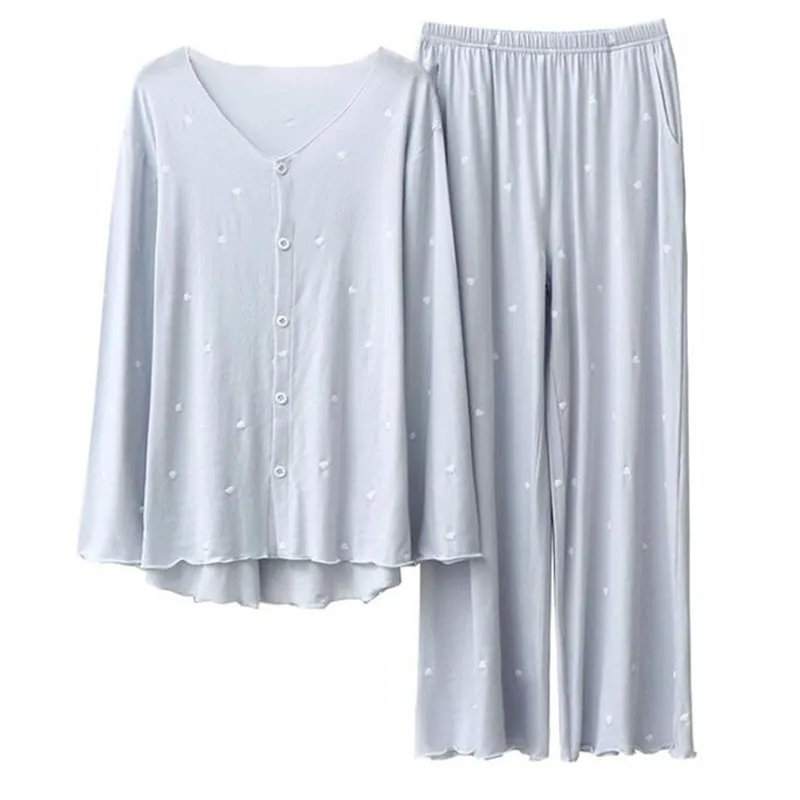 Gray Sweetheart Print Women Pajamas Sets Sexy V-Neck Short Sleeve Cottom Pyjamas Suit Loose Lounge Lady Home Wear Sleepwear 
Gray Sweetheart Print Women Pajamas Sets Sexy V-Neck Short Sleeve Cottom Pyjamas Suit Loose Lounge Lady Home Wear Sleepwear