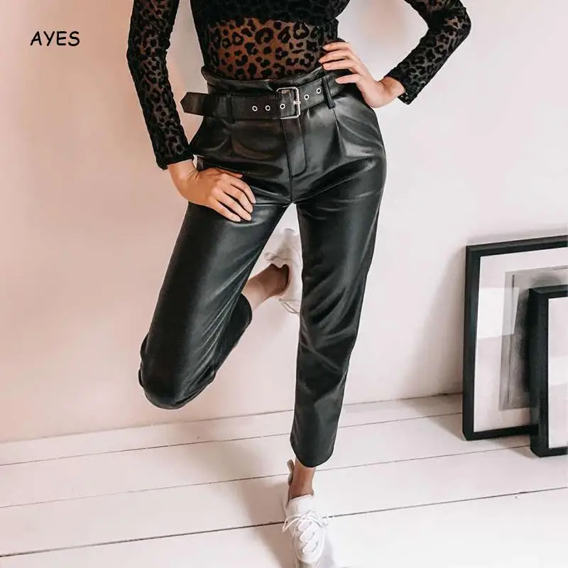 Black Faux Leather Pants Women 2020 Autumn Winter Pant New Vogue Pu Leather Pants Long With Belt High Street Harem Leather Pants
Black Faux Leather Pants Women 2020 Autumn Winter Pant New Vogue Pu Leather Pants Long With Belt High Street Harem Leather Pants