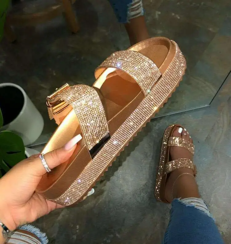 Spring/summer Women Double-layer Rhinestone Buckle Sandals Outside Wild Beach Slippers Ladies Leisure Home Flip Flop
Spring/summer Women Double-layer Rhinestone Buckle Sandals Outside Wild Beach Slippers Ladies Leisure Home Flip Flop