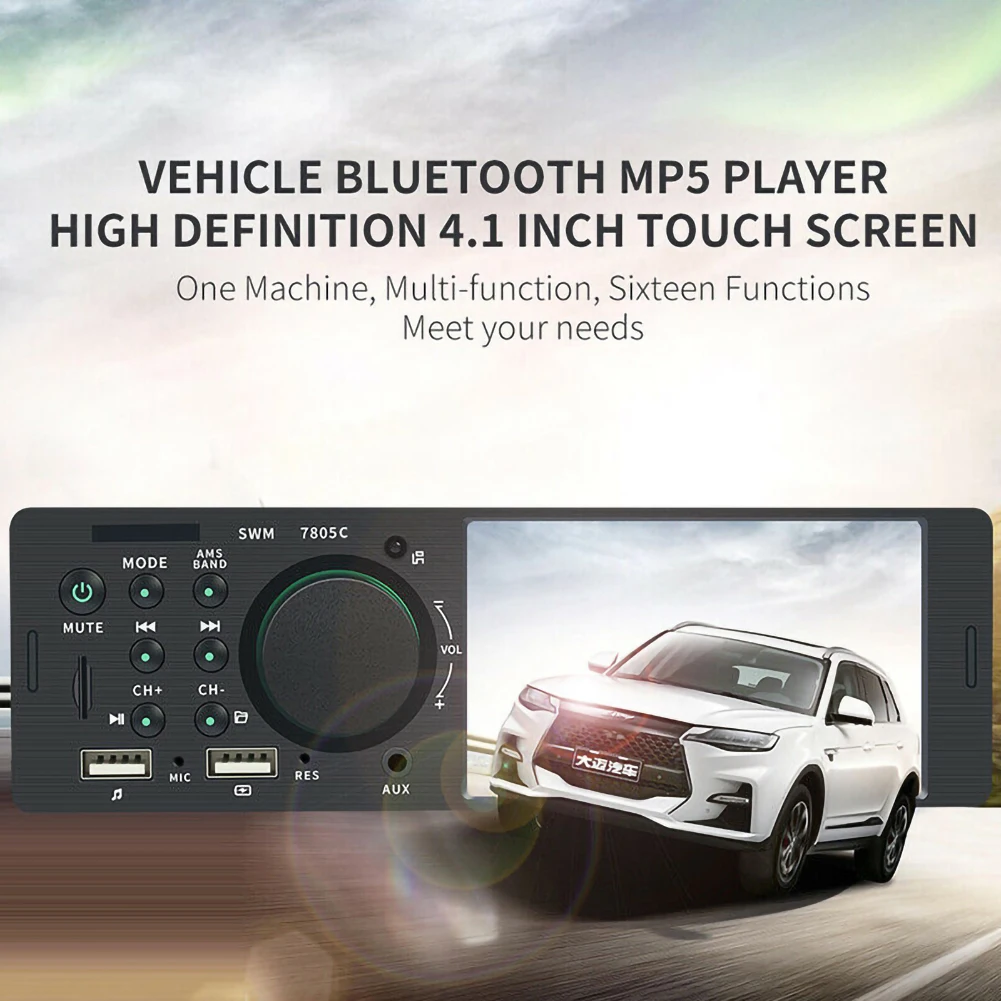 4.1 Inches HD 1 Din Car Radio Stereo Touch Screen Autoradio Replace WMA Bluetooth In-Dash MP5 Udisk Car Stereo Radio Dual USB
4.1 Inches HD 1 Din Car Radio Stereo Touch Screen Autoradio Replace WMA Bluetooth In-Dash MP5 Udisk Car Stereo Radio Dual USB