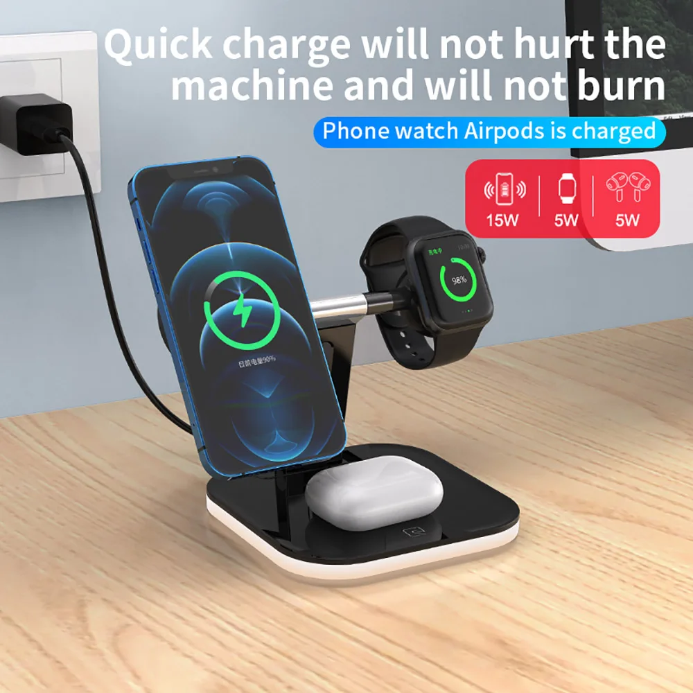 3 In 1 15W QI Magnetic Fast Wireless Charger For iPhone 12 Pro Max Wireless Charging Dock Stand For Apple Watch Airpods iWatch
3 In 1 15W QI Magnetic Fast Wireless Charger For iPhone 12 Pro Max Wireless Charging Dock Stand For Apple Watch Airpods iWatch
