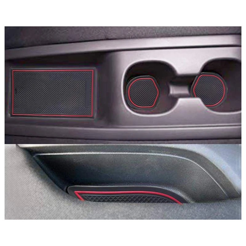 Custom Fit Cup Door and Center Console Liner Accessories for Honda Civic 2019 2018 2017 2016 15-Pc Set (Front Seat Red Trim) | Автомобили