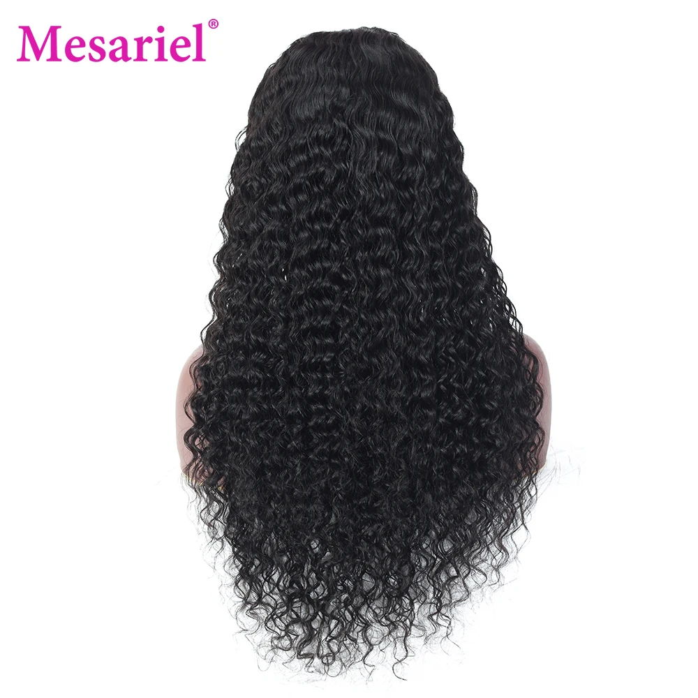 Mesariel Remy 150% 13x4 Lace Front Human Hair Wigs Brazilian Curly Frontal Wig Pre Plucked Bleached Knots | Шиньоны и парики