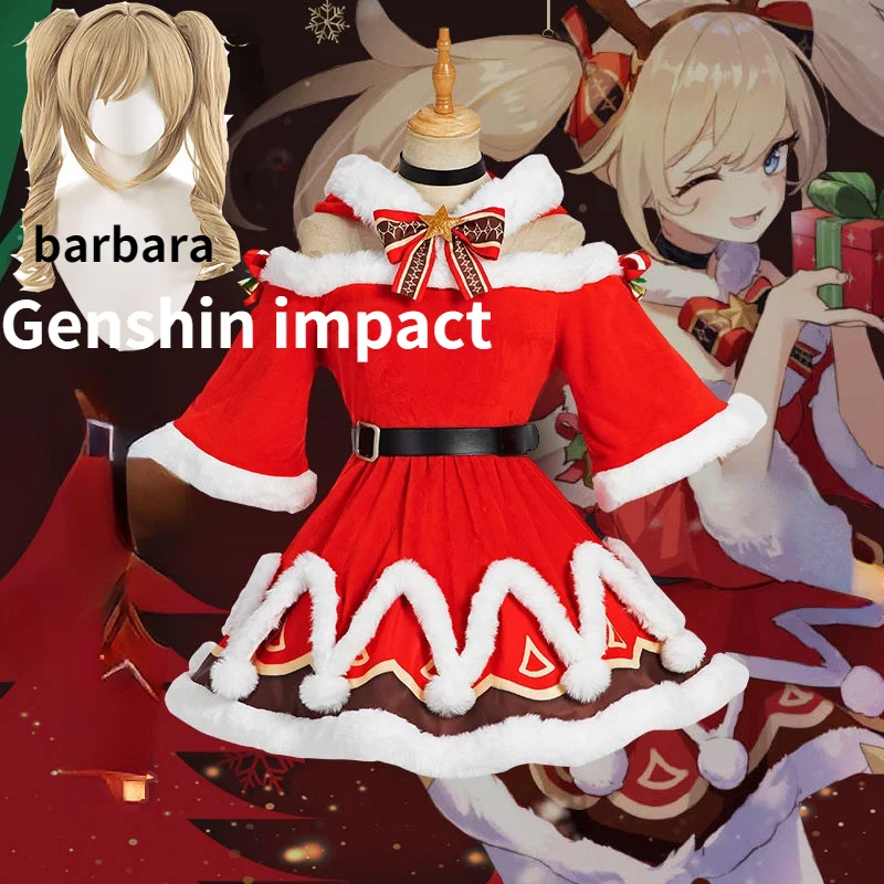 Anmie Game Genshin Impact Barbara Cosplay Costume Barbara Christmas Dress Women Red Costume Christmas Party Dress Hat Full Set
Anmie Game Genshin Impact Barbara Cosplay Costume Barbara Christmas Dress Women Red Costume Christmas Party Dress Hat Full Set